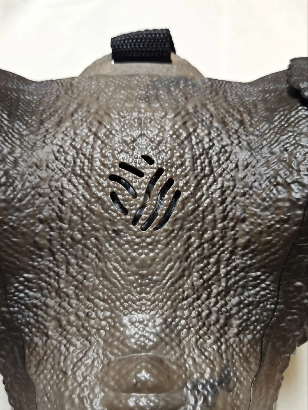 Realistic Dark Brown Reptile Head Mask with Yellow Eye